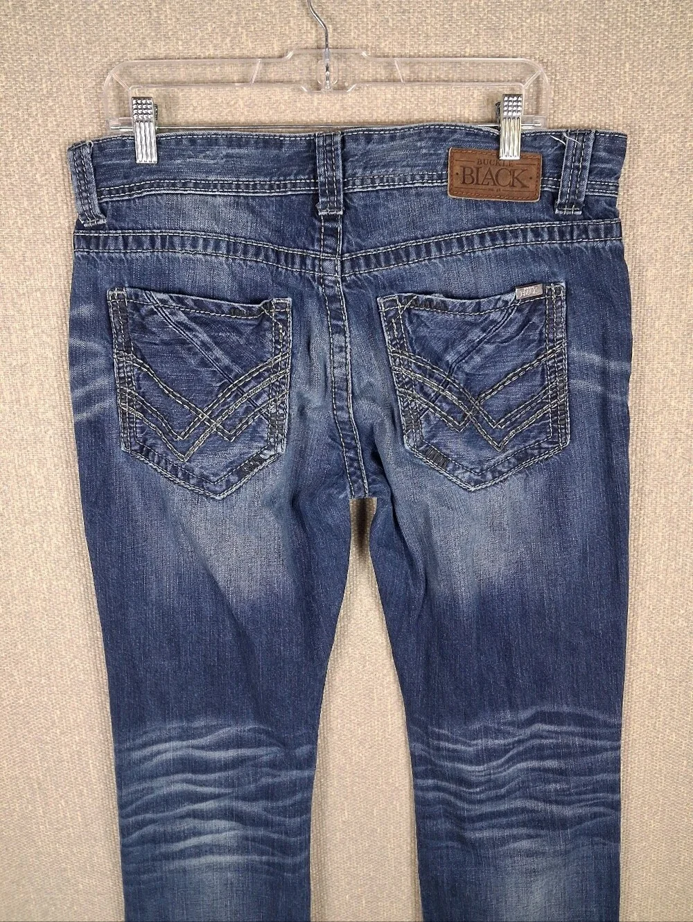 Buckle Black Fit No. 3 Straight Leg Jeans Mens 33x34 Blue Medium Wash Whiskering